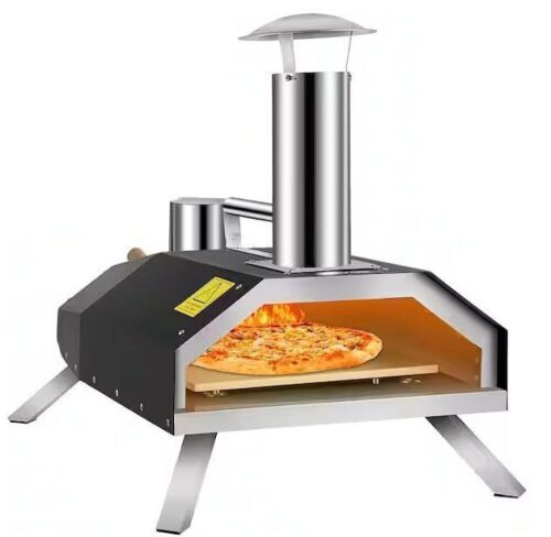 VEVOR 12 in. Stainless Steel Portable Wood Burning Outdoor Pizza Oven - Lot 494