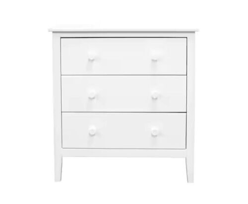 3-Drawer White Easy Pieces Solid Wood Chest of Drawers 32.4 in. H x 30 in. W x 14.6 in. D - Lot 90