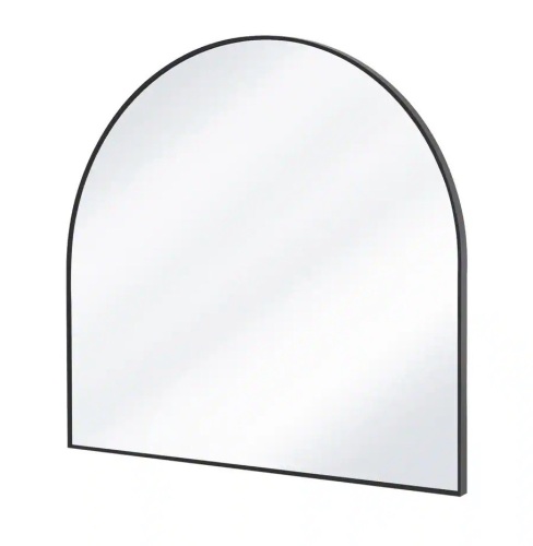 32 in. W x 34 in. H Arched Black Modern Aluminum Alloy Framed Wall Mirror - Lot 504