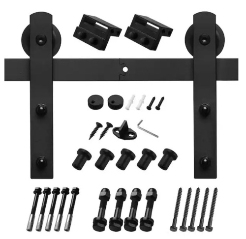 8 ft. Black Sliding Barn Door Track and Hardware Kit with I-Shape Hanger For Single Door - Lot 543