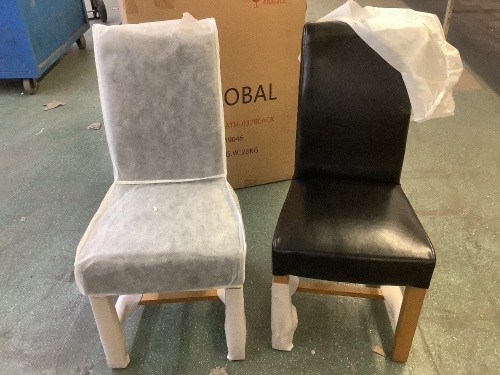 Solid Oak & Leather Dining Chairs, Set of 2  - Lot 192