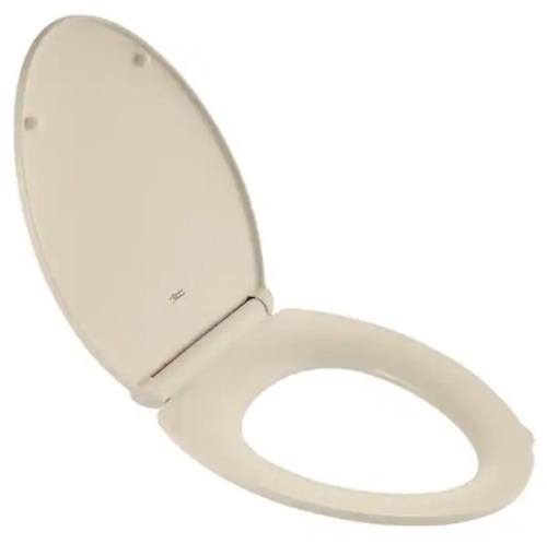 American Standard Contemporary Slow-Close Elongated Closed Front Toilet Seat with Trivantage and Flat Bumpers in Bone - Lot 511