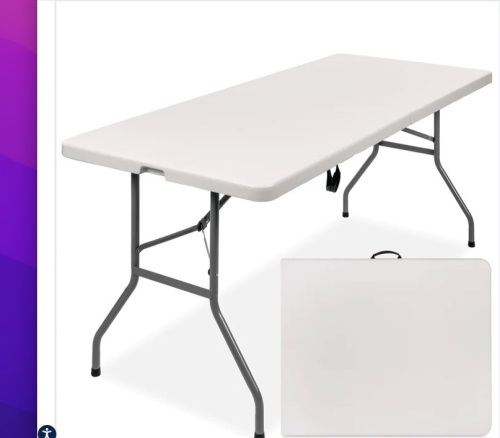 Portable Folding Plastic Dining Table w/ Handle, Lock - 6ft $149.99 - Lot 102