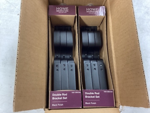 Lot of 2 Home Decorators Double Rod Bracket Set Black Finish - Lot 180