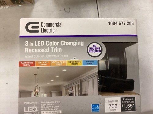 Commercial Electric 3 in. New Construction or Remodel Dark Bronze Canless Integrated LED Recessed Light Kit with Color Changing Technology  - Lot 187
