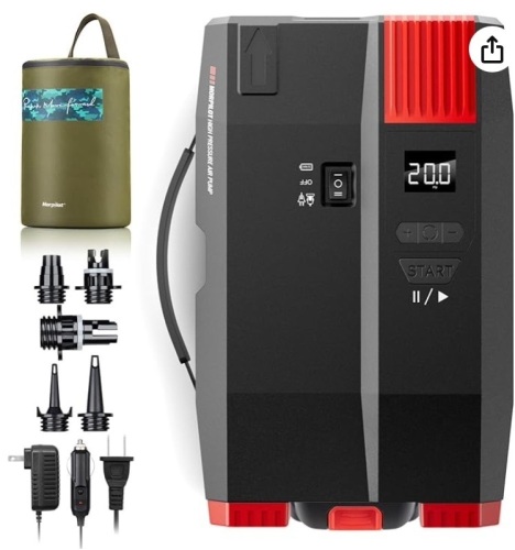 Morpilot 20PSI Paddle Board Pump - Dual Stage Inflation with Powerful SUP Pump Inflator & Deflator, Auto-Off, AC & DC, Intelligent Preset - Perfect for Inflatable Stand-Up Paddle Boards - Lot 192
