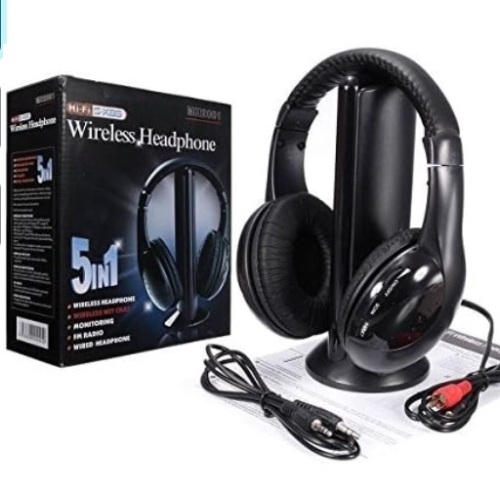  5 in 1 Wireless Cordless RF Headphones Headset with Mic for PC TV RadioLot of 2 - Lot 205