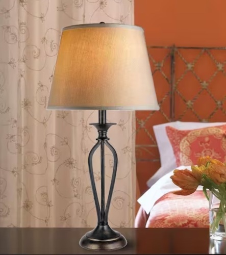 Rhodes 28 in. Bronze Table Lamp with Natural Linen Shade - Lot 221