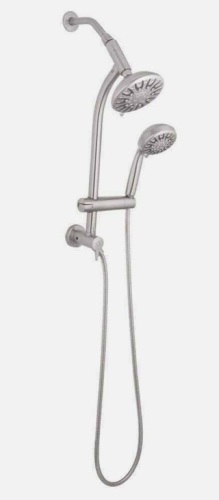 6-Spray 5 in. Dual Wall Mount Fixed and Handheld Shower Head 1.8 GPM in Chrome - Lot 239