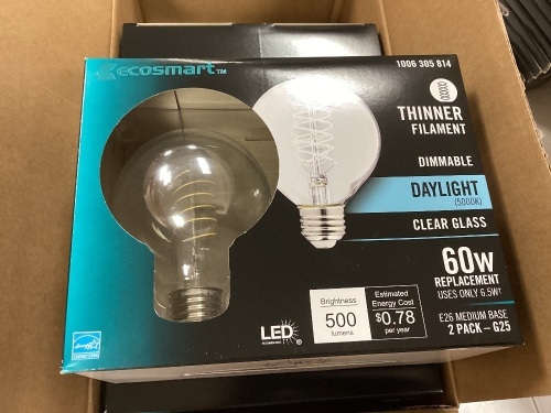 Ecosmart 60 watt light bulbs. Lot of 4 boxes, 2 bulbs per box - Lot 250