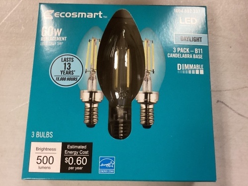 Ecosmart 60 watt light bulbs. Lot of 4 boxes, 3 bulbs per box - Lot 256