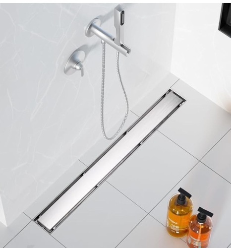 Neodrain 24-Inch Linear Shower Drain- with 2-in-1 Flat & Tile Insert Cover, Brushed 304 Stainless Steel Rectangle Shower Floor Drain,Floor Shower Drain - Lot 262