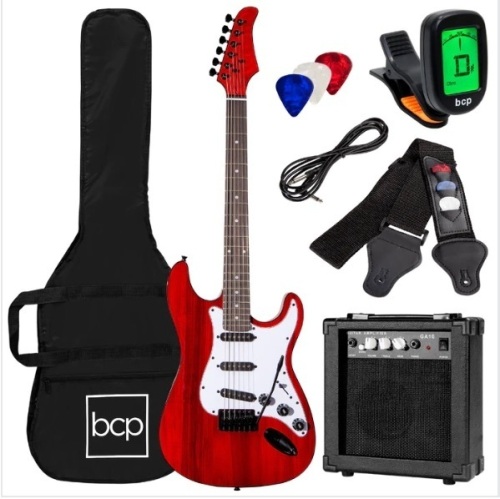 Beginner Electric Guitar Kit w/ Case, 10W Amp, Tremolo Bar - 39in - Lot 116