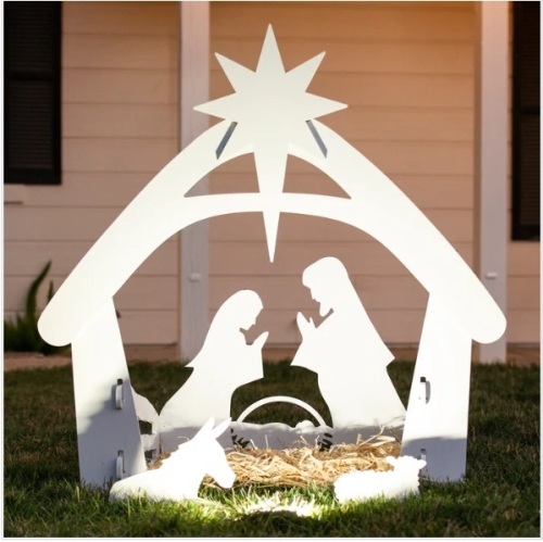 Christmas Nativity Scene Yard Decoration w/ Water Resistant PVC - 4ft - Lot 118