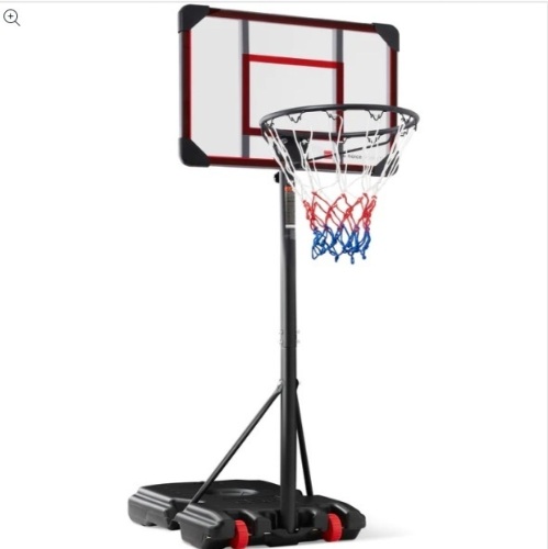 Kids Height-Adjustable Basketball Hoop, Square Backboard w/ 2 Wheels - Lot 129
