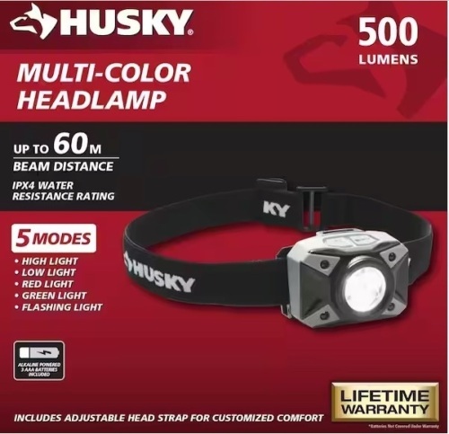 (Case of 6) 500-Lumens Dual Beam LED Headlamp 5 modes Impact and Water Resistant with Batteries $14.97 x 6 = $89.82 - Lot 744