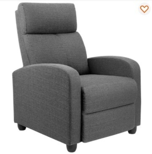 Gray Single Recliner Thick Padded Push Back Fabric Recliner for Living Room - Lot 282
