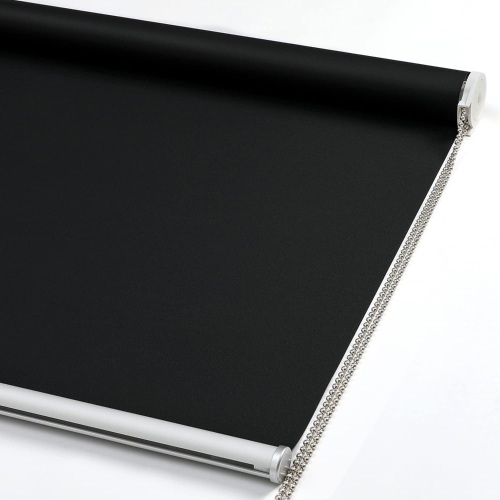 ChrisDowa 100% Blackout Roller Shade, Window Blind with Thermal Insulated, UV Protection Fabric. Total Blackout Roller Blind for Office and Home. Easy to Install. Black,60" W x 72" H  - Lot 778
