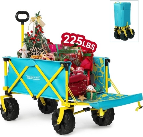 Beach Wagon Cart with Big Wheels, Collapsible Utility Wagon Heavy Duty Folding,Ideal for Outdoor Sand Camping Garden Pet by Old Bahama Bay - Lot 792