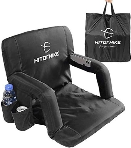 HITORHIKE Stadium Seat for Bleachers or Benches Portable Reclining Foldable Type Stadium Seat Chair with Padded Cushion Chair Back and Armrest Support - Lot 795