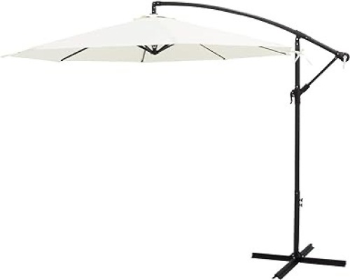FLAME&SHADE 10 ft Cantilever Offset Outdoor Patio Umbrella with Cross Base Stand  - Lot 796