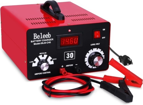 Beleeb Adjustable Battery Charger 12V 24V 36V 48V 60V 72V Smart LCD Display Pulse Repair Desulfator Cable Clamps Automotive Maintainer for Golf Cart Mower Boats, PWCs Truck RV ATV SUV  - Lot 803