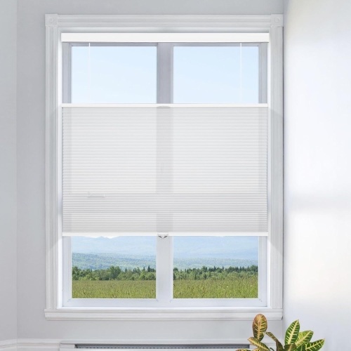 Grandekor Top Down Bottom Up Cordless Cellular Shades, Cordless Honeycomb Pleated Blinds for Windows Room Darkening Blinds & Shades for Living Room Bedroom, Light Filtering, White, 36" Wx64 H  - Lot 806
