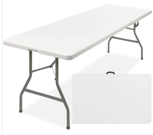 Portable Folding Plastic Dining Table w/ Handle, Lock - 8ft $199.99 - Lot 815