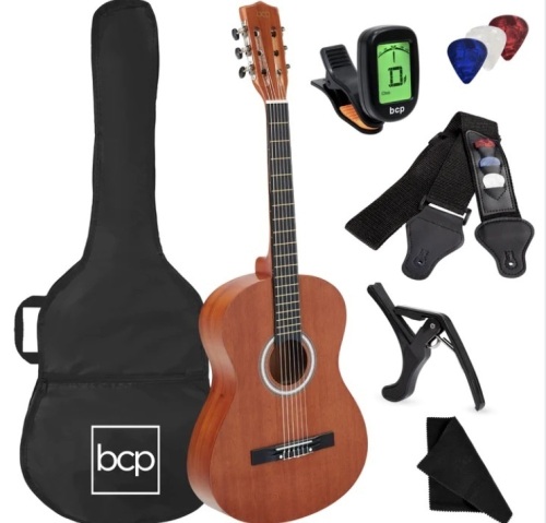 Beginner Acoustic Guitar Set w/ Case, Strap, Digital Tuner, Strings - 38in $99.99 - Lot 419