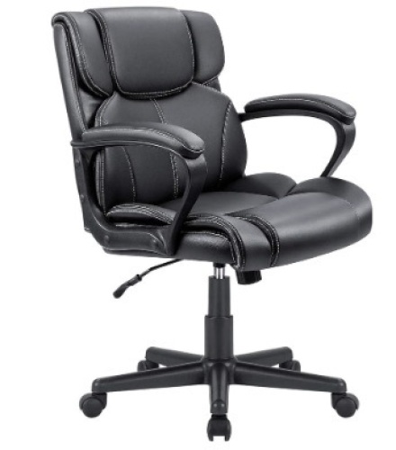 Furmax Mid Back Executive Office Chair Swivel Computer Task Chair with Armrests,Ergonomic Leather-Padded Desk Chair with Lumbar Support - Lot 293