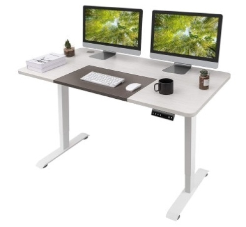 Height Adjustable Electric Standing Desk, 55 x 28 Inches Stand Up Desk, Sit Stand Home Office Desk Computer Workstation with T-Shaped Metal Bracket (White) $199.99 - Lot 298