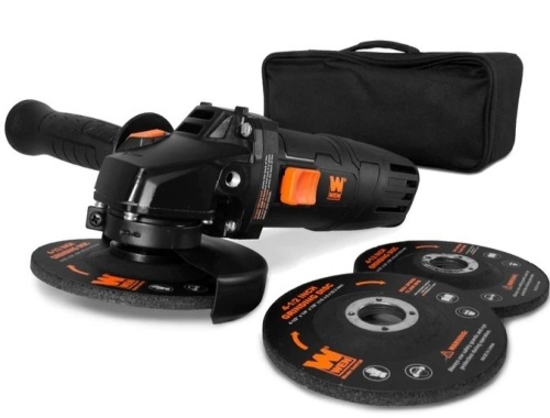 WEN 94475 7.5-Amp 4-1/2-Inch Angle Grinder with Reversible Handle, Three Grinding Discs, and Carrying Case - Lot 395
