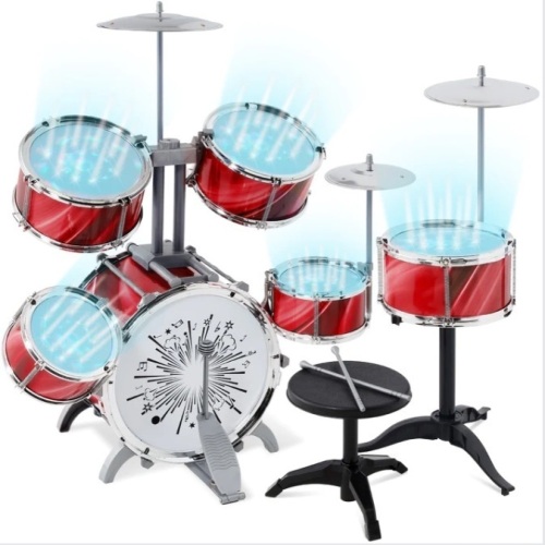 18-Piece Kids Beginner Drum Kit, Musical Instrument Toy Set w/ LED Lights $59.99 - Lot 414