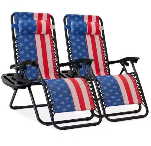 Set of 2 Adjustable Zero Gravity Patio Chair Recliners w/ Cup Holders $149.99 - Lot 321
