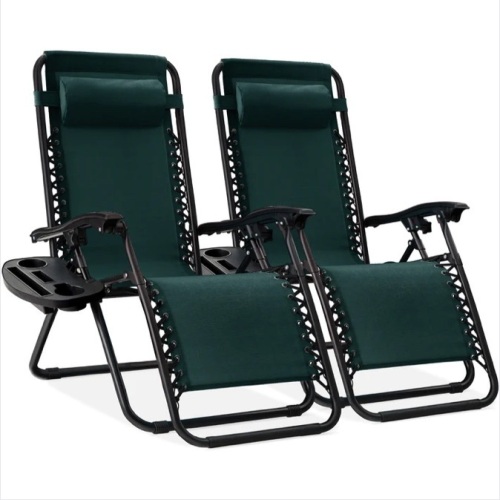 Set of 2 Adjustable Zero Gravity Patio Chair Recliners w/ Cup Holders $149.99 - Lot 322