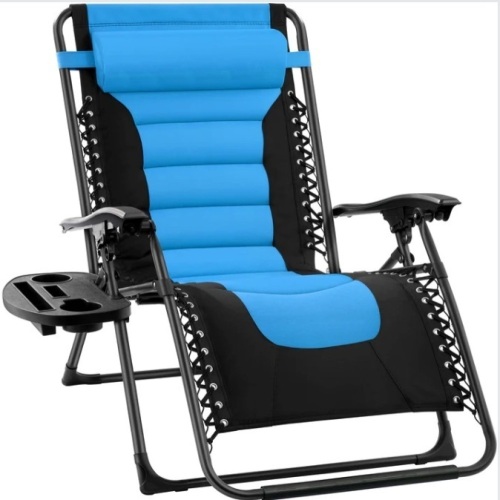 Oversized Padded Zero Gravity Chair, Folding Recliner w/ Headrest, Side Tray $149.99 - Lot 327