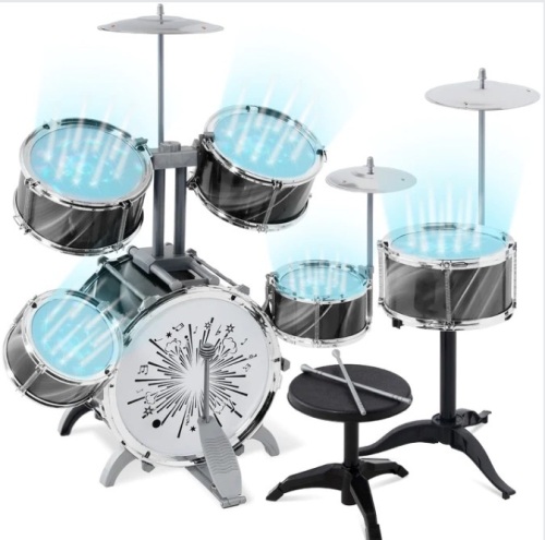 18-Piece Kids Beginner Drum Kit, Musical Instrument Toy Set w/ LED Lights $59.99 - Lot 340