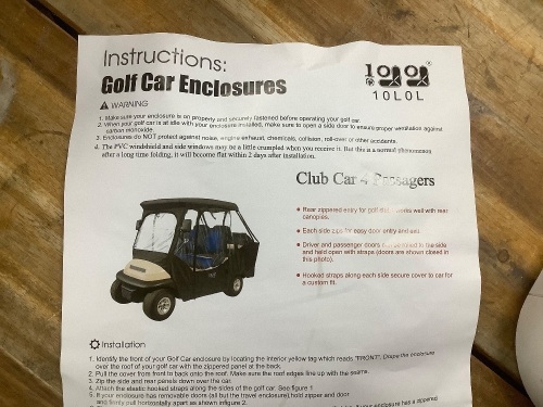 Golf Cart Enclosure - Lot 775