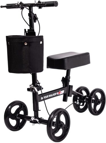 ELENKER® Knee Scooter with Basket Dual Braking System for Ankle and Foot Injured Black - Lot 816