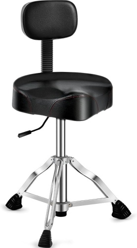 Sintuff Drum Throne with Backrest Padded Hydraulic Drum Chair Height Adjustable Drum Stool with Stable Bass Comfortable Memory Foam Drum Seat for Adult Drummers Guitar Players, Black - Lot 826