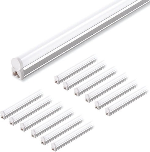Barrina 12 Pack T5 LED Shop Light 4FT, 3000K Warm White, 2200lm, 20W, Utility Linkable Ceiling and Under Cabinet Light Fixtures, ETL Listed, Corded Electric with ON/Off Switch for Garage Workshop - Lot 911