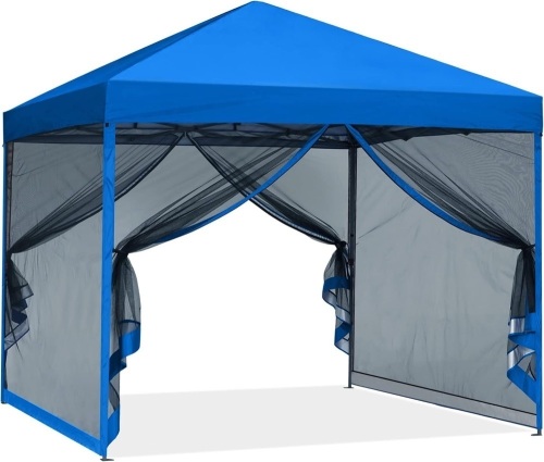 ABCCANOPY Outdoor Easy Pop up Canopy Tent with Netting Wall, 10x10 Royal Blue - Lot 920