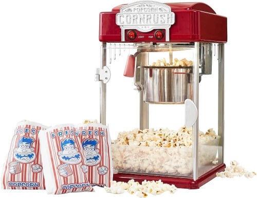 Popcorn Popper Machine-4 OZ Vintage Professional Popcorn Maker Theater Style with Nonstick Kettle Warming Light and Serving Scoop. (Red) - Lot 921