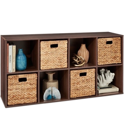 8-Cube Bookshelf, 11in Storage Display w/ Removable Panels, Customizable - Lot 936