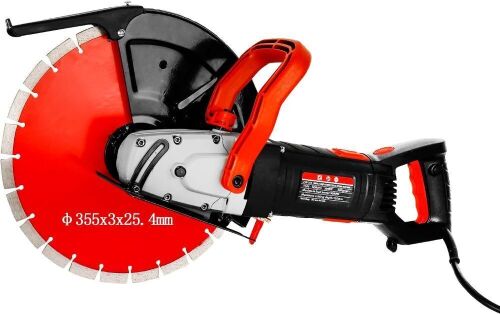 Carivia 14 Inches Electric Concrete Saw 3000W Power Cutter Circular Saw with 5" Cutting Depth,Wet/Dry Corded Concrete Saw With 14" Diamond Blade for Granite, Brick, Porcelain, Concrete - Lot 7766