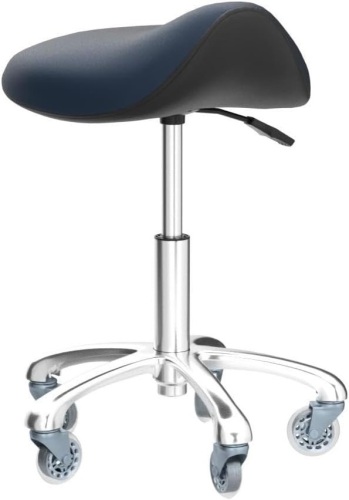Professional Saddle Stool with Wheels Ergonomic Swivel Rolling Height Adjustable for Clinic Dentist Beauty Salon Tattoo Home Office (Black) - Lot 1020