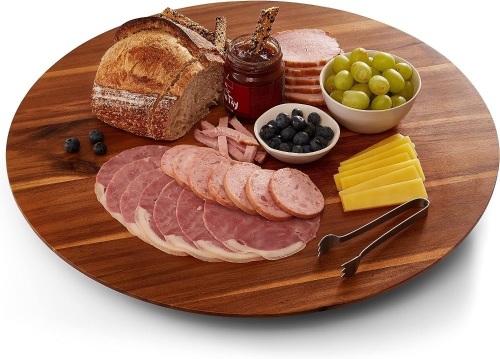 21" Acacia Lazy Susan Turntable for Table - Wooden Charcuterie Boards Cheese Board - Extra Large Lazy Susan Organizer - Kitchen Turntable for Cabinet, Pantry, Countertop (Acacia Wood) - Lot 1085