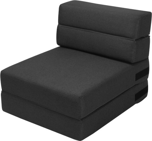Folding Sofa Bed - Convertible Chair Floor Couch & Sleeping Mattress - Foldable Memory Foam Sleeper for Living Room/Dorm/Guest Room/Home Office/Apartment/Upstairs Loft, Dark Grey Brand: SUYOLS - Lot 1096