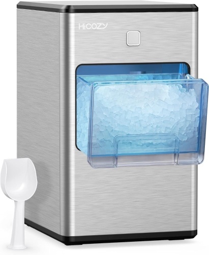 HiCOZY Nugget Ice Makers Countertop, Compact Crushed Ice Maker, Produce Ice in 5 Mins, 55LB Per Day, Self-Cleaning and Automatic Water Refill, Suitable for Home, Office (Black) - Lot 1139