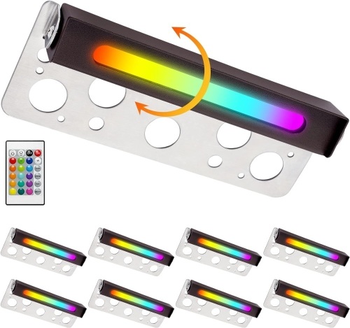 OVAC Hardscape Paver Lights 7 Inch RGB Retaining Wall Lights 1.5W 360° Swivel 12V DC Low Voltage Step Lights Outdoor, IP65 Waterproof LED Hardscape Lighting Deck Stair Lights[8Pack] - Lot 1146